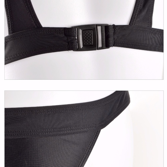 Strappy Mesh Detail One Piece Swimsuit Black - Picture 7 of 8